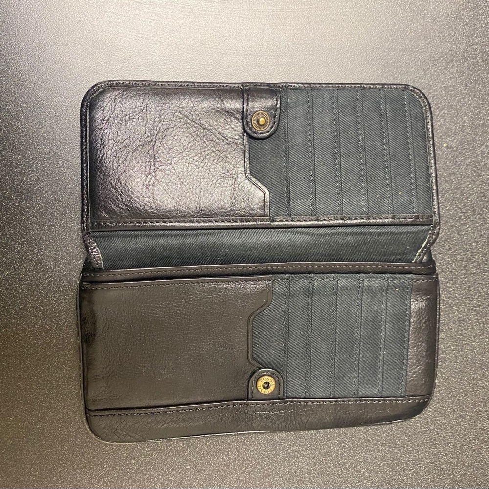 Fossil Leather Wallet Coin Clutch in Black 13 slot - Picture 9 of 10